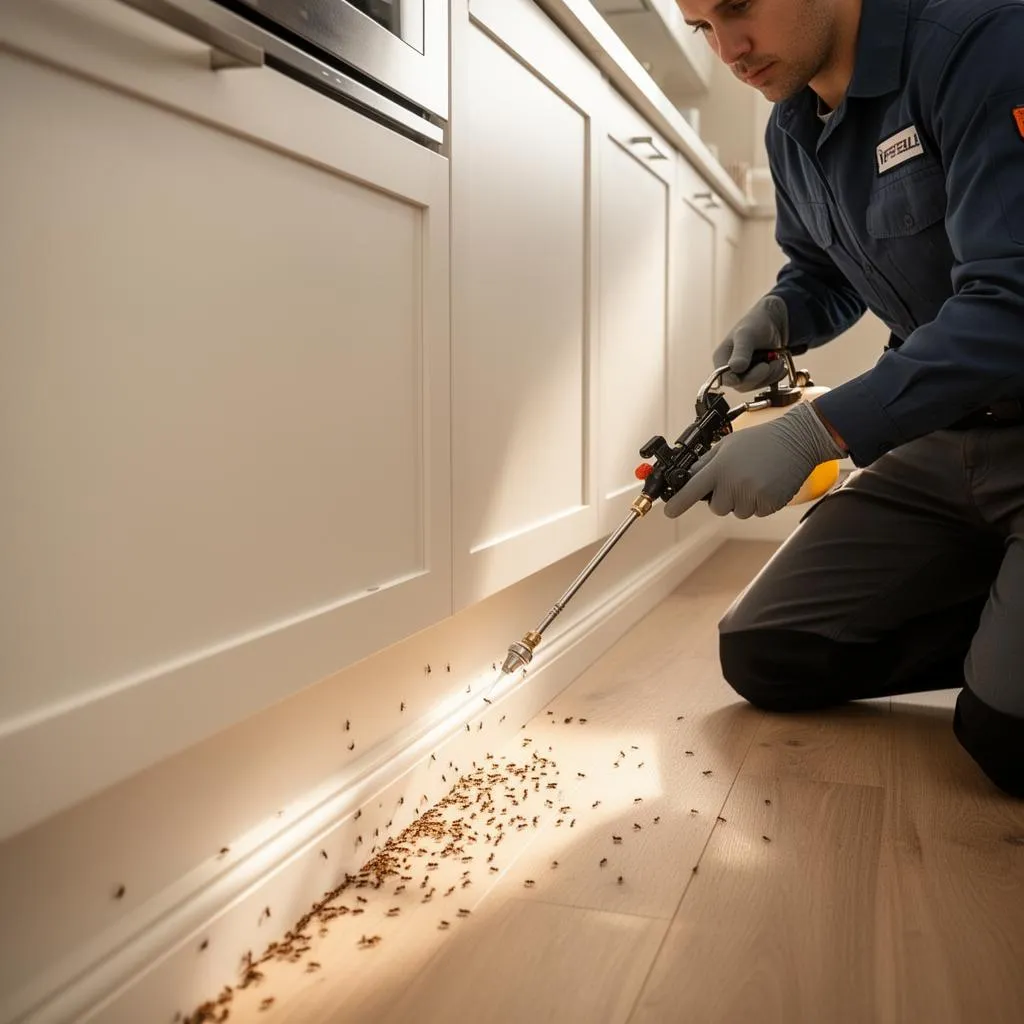 Ant extermination service in Shelton CT - technician treating ant infestation